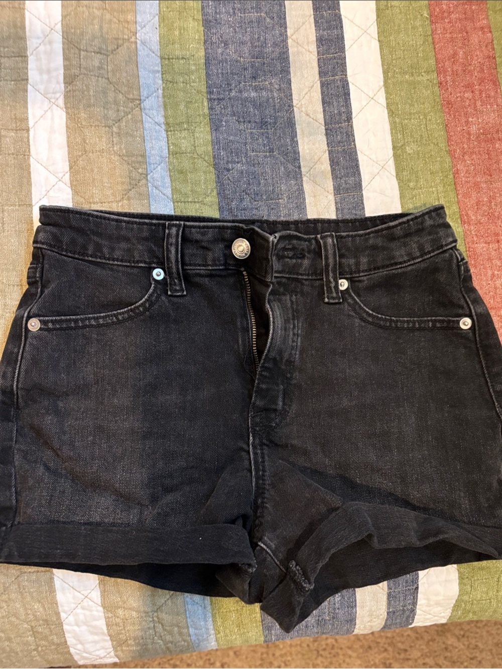 wild fable Black Rolled Hem Denim Shorts